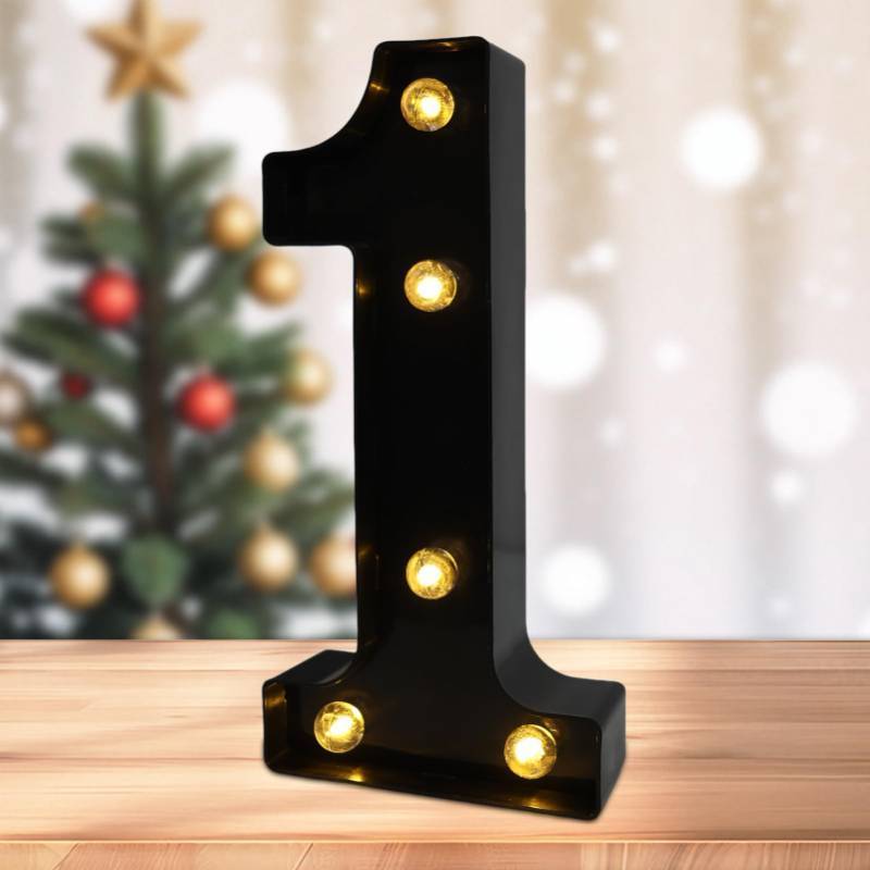 lot 26655 image: LED Marquee Numbers, Light Up Numbers for Party, Small Light Up Letters, Battery Powered Lighted Number for Birthday or Home Decor (Black, 1) - Retail $9