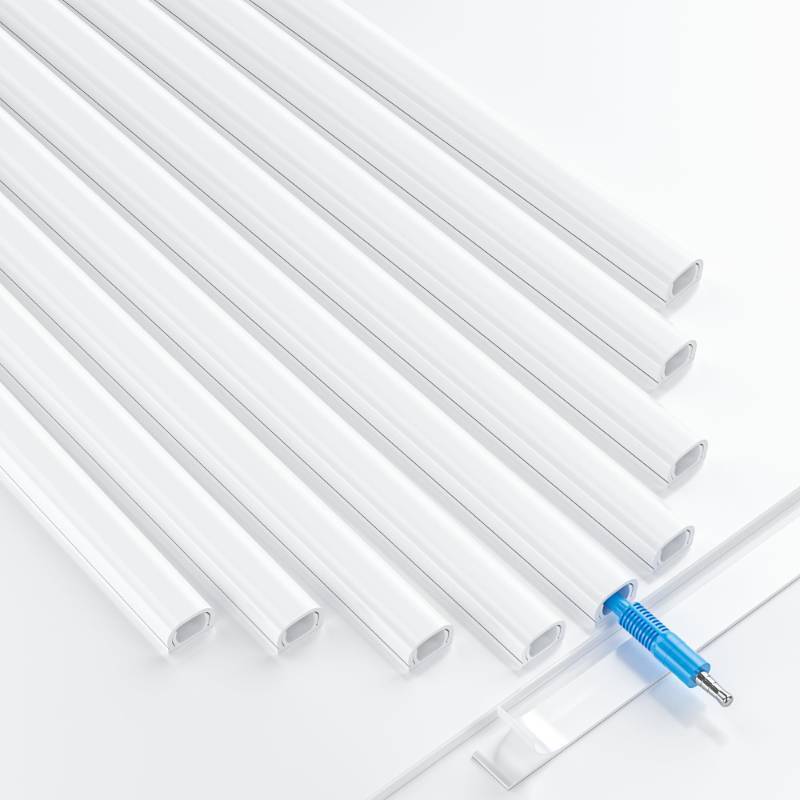 lot 26670 image: 128in Mini Cord Hider for 1 Mini Wire, On-Wall Cord Cover Channel, Tape Wire Concealer, Cable Cover Cable Management for Home Office, W0.5in H0.31in, White - Retail $12