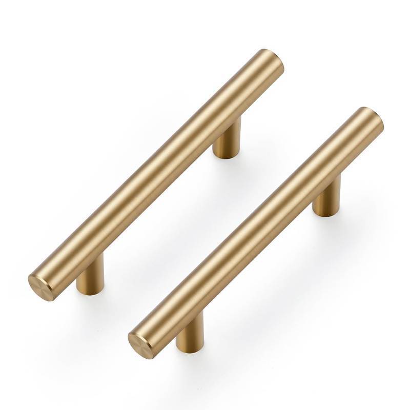 lot 26676 image: 6 Pack 5 Inch Cabinet Pulls Champagne Bronze Stainless Steel Kitchen Drawer Pulls Cabinet Handles 5in Length, 3 Inch Hole Center - Retail $14
