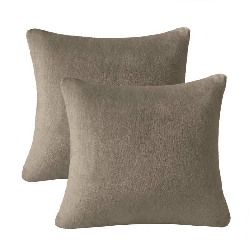 lot 26679 image: Flannel Throw Pillow Covers 2 Pack Super Soft Square Pillow Covers for Bedroom, Sofa, Super Cosy Fluffy Soft Flannel Pillowcase 26x26 Inches, Dark Grey - Retail $9