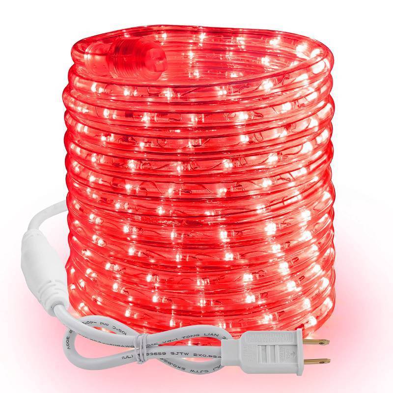 lot 26819 image: Rope Lights Outdoor, 18ft 216 LED Red Christmas Rope Lights Connectable, 120V Plugin Red Christmas Light Waterproof Clear Tube Lighting Indoor for Xmas Patio Garden Party Home Decorations