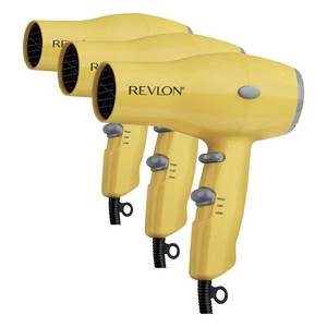lot 56761 image: REVLON Compact Hair Dryer  1875W Lightweight Design, Perfect for Travel, (Yellow), Plastic - Retail $17
