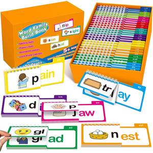 lot 56776 image: Phonics Flash Cards Word Family Build Book, Learn to Read 30 Read and Rhyme Flip Books, Sight Words Flash Cards Kindergarten Phonics Flip Books for Kids Classroom Homeschool Preschool Learning Activity - Retail $30
