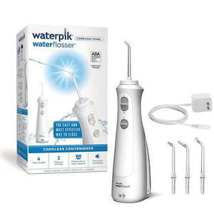 lot 56786 image: Waterpik WF-13CD010 Cordless Pearl Water Flosser Oral Irrigator for Teeth - Retail $70