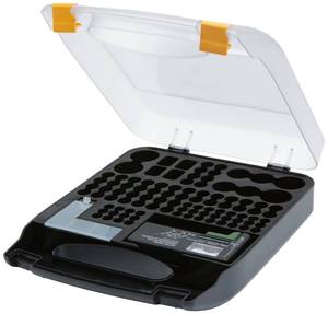 lot 56787 image: Amazon Basics Battery Organizer with Tester, Wall-Mounted Design, Handle Holds 110 Batteries,9.37 x 11.69 x 2.91 inches ClearBlack - Retail $17