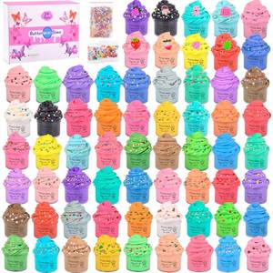 lot 56795 image: 64 Pieces Mini Slime Kit, Butter Slime Party Favors, Valentines Slime Bulk Toy for Classroom Prizes, Stocking Stuffers, Goodie Bag for Kids Boys Girls, Ideal Birthday Easter Filling Gifts - Retail $27