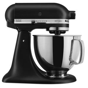 lot 56801 image: KitchenAid Artisan Series 5 Quart Tilt-Head Stand Mixer,  Black Matte  KSM150PS - Retail $600