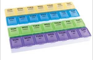lot 56812 image: Seven-Day, Color-Coded Medication Organizer - Retail $13