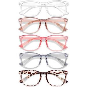 lot 56824 image: WINTOO Blue Light Glasses for Woman Men  99% Blue Light Blocking Glasses for Computer Gaming TV Phone Screen Square Frame  Anti Eyestrain & UV Glare Protection - 5 Pair - Retail $10