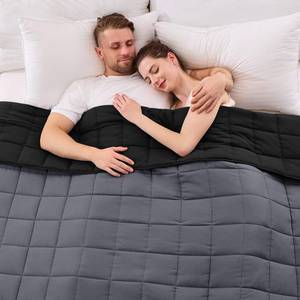 lot 21186 image: King Size Weighted Blanket for Adults (20 lbs, 80�� x 87��, Grey& Black) Cooling Heavy Blanket for Sleeping Perfect for 190-210 lbs, Breathable Blanket for Adults & Couple All Season, Machine Washable - Retail $50