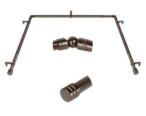 lot 21192 image: Bay Window Curtain Rods, HOTOZON 78 Inch Heavy Duty Curtain Rods for Bay Windows 48-84 Inch(Center Rod), 32-58 Inch Side Rods for Windows, Decorative Drapery Rod with End Cap Finials, Antique Bronze - Retail $40