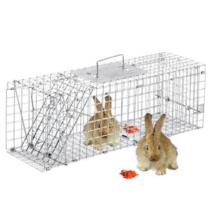 lot 21199 image: Meibangzz Animal Traps,Live Animal Trap for Cats,Rabbits, Squirrels,cat Trap for Stray Cats, Live Traps for Raccoons, Steel Foldable with Pedal Triggers (24 x 7 x 8 inches) - Retail $41
