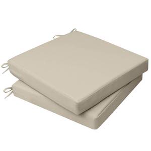 lot 21214 image: AAAAAcessories Outdoor Seat Cushions for Chairs, Waterproof, Fade-Resistant, 21 x 21 x 3, Patio Furniture Replacement Cushions, Set of 2, Beige - Retail $60