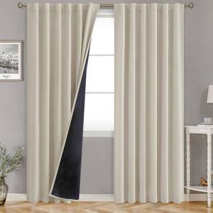 lot 21229 image: BGment 100% Room Darkening Thermal Insulated Blackout Curtains 90 Inches Long with Liner, Rod Pocket and Back Tab Double Layer Noise Reduce Curtains for Bedroom (52 x 90 Inch, 2 Panels, Cashmere) - Retail $50