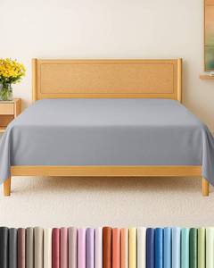 lot 21233 image: Twin Size Flat Sheet - Hotel Quality Top Flat Bed Sheet Only - Ultra-Soft, Breathable & Cooling - Fade & Wrinkle Free - Easy-Care, Stain & Shrink Resistant Bedding - Easy-Fit & Oeko-Tex - Steel Blue - Retail $15