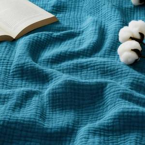 lot 21237 image: Bedsure 100% Cotton Muslin Blanket Queen Size for Bed - 4-Layer Breathable and Lightweight Thin Soft Summer Gauze Muslin Blankets for Adults, Teal, 90x90 Inches - Retail $55
