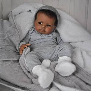 lot 21239 image: WOOROY Realistic Reborn Baby Dolls Black Boy, 20 Inch African American Newborn Boy Doll, Lifelike Weighted Soft Body, Christmas Birthday Gift for Kids Age 3  - Retail $40