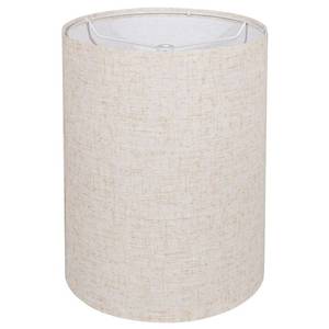 lot 21240 image: Tall Drum Lamp Shade for Table Lamps, Floor Lamp, Cloth Lampshade 10 Top X 10 Bottom X 13 High, Beige Large Line Fabric, Easy Assembly - Retail $27