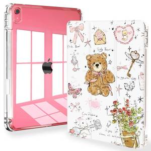 lot 21255 image: Feams Case for iPad A16 11th Generation 11 Inch 2025, iPad 10th Generation 10.9 Inch 2022 Case Clear Back Cover with Pencil Holder & Auto Sleep, Cute Girls Daily - Retail $22