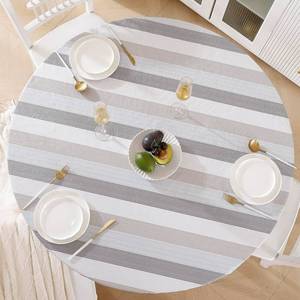 lot 21256 image: Walrus Round Vinyl Fitted Tablecloth with Flannel Backing Elastic Edge Design Table Cover Waterproof Oil-Proof PVC Table Cloth Stain-Resistant Best for 45-56 Round - Retail $18