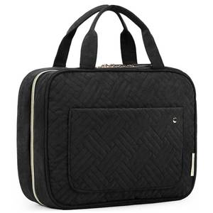 lot 21259 image: BAGSMART Toiletry Bag Travel Bag with Hanging Hook, Water-resistant Makeup Cosmetic Bag Travel Organizer for Accessories, Shampoo, Full-size Container, Toiletries (Black, Medium) - Retail $15