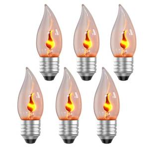 lot 21262 image: Hompavo E26 Upgraded Flame Light Bulbs, Flickering Fire Light Bulbs Flame Candle for Christmas Halloween Party Patio Porch Home Indoor & Outdoor Decor - 6 Pack - Retail $16