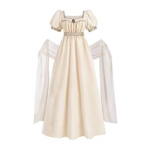 lot 21269 image: FCCAM Regency Dresses for Women Victorian Dress Empire Waist Regency Costume Ball Gown with Shawl M