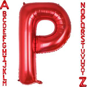 lot 21278 image: AULE red Letter Balloons P 40Inch Large Giant big Foil Mylar red P Balloon for Birthday Aniversary Party Decorations - Retail $5