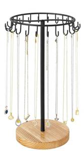 lot 21302 image: Mkono Necklace Holder Metal Jewelry Display Stand Necklace Organizer with 22 Hooks for Storage and Hanging Bracelet Keychain Home Room Decor for Women,Wood - Retail $16