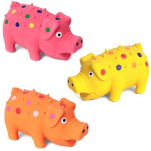 lot 21303 image: POPLAY 3PCS Squeaky Latex Grunting Pig Dog Toys, 4 Inch Prank Nosie Maker Puppy Chew Toys Rubber Squeeze Gift for Dogs - Retail $14