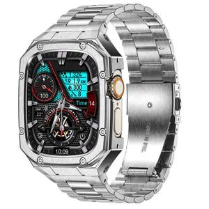 lot 21313 image: BAITEYOU Stainless Steel Watch Band with Case Compatible with Apple Watch Ultra 3 2 1 band (49mm), Rugged Strap with Metal Protective Bumper Cover for iWatch Bands Men (Silver) - Retail $36