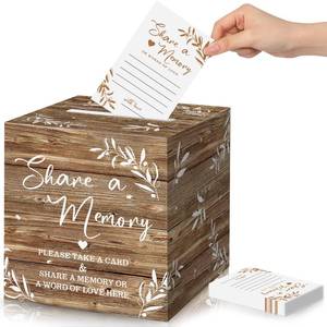 lot 21335 image: Pajean 50 Pcs Share a Memory Cards for Collections of Life, Memory Cards Box for Guest Ideas Funeral Graduation Wedding Bridal Shower Birthday Anniversary Retirement(Wood Color) - Retail $10