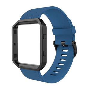 lot 21340 image: Simpeak Sport Band Compatible with Fitbit Blaze Smartwatch Sport Fitness, Silicone Wrist Band with Meatl Frame Replacement for Fitbit Blaze Men Women (Blue, Small) - Retail $10