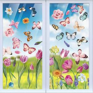 lot 21342 image: Spring Flower Window clings Decorations Window Decals Stickers for Office Home - Retail $6