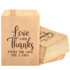 lot 21347 image: Sparkle and Bash Cookie Bags for Wedding Favors - 5 x 7.5 In, Pack of 100, Brown Paper - Popcorn Treat Bags for Wedding - Retail $10