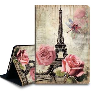 lot 21352 image: Bxgolkgd Tablet Case for iPad 9.7 Inch (20172018 Model,5th6th Generation),Shockproof Stand Cover with Heat Dissipation,Auto WakeSleep Function,Vintage Paris Tower Rose - Retail $24
