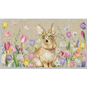 lot 21354 image: Easter Door Mat, Floral Bunny Doormat, Spring Front Door Entryway Decor (16�28) - Retail $5,300