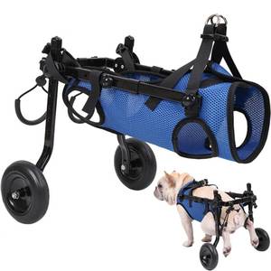 lot 21367 image: Adjustable Small Dog Wheelchair - Mobility Aid for Disabled Pets,Small Dog Wheelchair for Back Legs�� Leg Brace & Hip Support (Small) color yellow - Retail $54