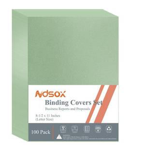 lot 21369 image: Ndsox 100 Pack 12 Mil Binding Presentation Covers Sand-Textured Polycover Report Covers for Letter Size Document Binding, Business Proposals, 8-12 x 11 Inches, Un-Punched, Square Corners, Sage Green - Retail $18