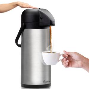 lot 21372 image: Coffee Carafe for Keeping Hot - 102oz3L Airpot Coffee Dispenser with Pump - Insulated Stainless Steel Hot Beverage Dispenser for Parties - Thermal Carafe for Hot Drinks Water Tea Chocolate - Retail $40