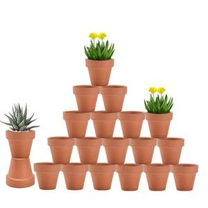 lot 21392 image: vensovo 3 Inch Terra Cotta & Terracotta Pots with Drainage - 20 Pack Clay Flowerpots, Succulent Nursery Planter Great for Plants, Crafts, Wedding Favor - Retail $23