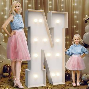 lot 21401 image: 4FT Marquee Light Up Letters N,Party Decoration Large Marquee Light Up Letters with Weighted Water Bag,Pre-cut Foam Board Set Can Be Used for Birthdays,Weddings,Baby Anniversaries - Retail $27