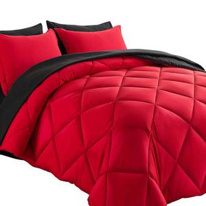 lot 21402 image: Cosybay Bed in a Bag Queen Reversible Comforter Sets 7pcs All Season Down Alternative Bedding Sets Red and Black with Comforter, Pillow Shams, Flat Sheet, Fitted Sheet and Pillowcase - Retail $44