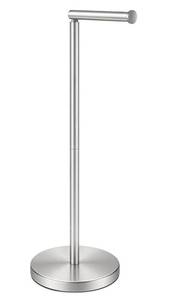 lot 21410 image: DAWNER 26 Heavy Duty Freestanding Toilet Paper Holder, No-Tipping 3.5LB Weighted Base, 90° Swivel Arm Holds 5 Rolls, Stainless Steel Toilet Paper Holder for Bathrooms and Apartments, Brushed Nickel - Retail $36