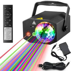 lot 21414 image: Party Lights Dj Disco Ball Light with Pattern Projection and Sound Activated, Buclhoz RGB Colored Strobe Stage Lighting for Parties Indoor Dance Birthday Rave Bar Karaoke Christmas Wedding Show Club - Retail $35