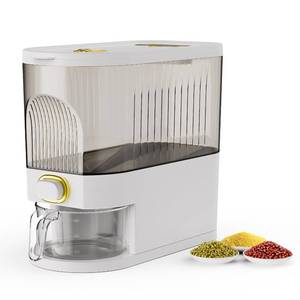 lot 20079 image: 11 Lbs Rice Dispenser, Dry Food Storage Container with Scale Measuring Cup, BPA-Free Household for Kitchen Pantry Organization, White