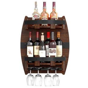 lot 20099 image: YAGEANNL Whiskey Display Shelf,Whiskey Shelf Wall Mounted, Rustic Bourbon Shelf Space-Saving Whiskey Barrel Decor for Vintage Wine Bar and Home Decor did see hardware