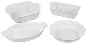 lot 20110 image: Le Creuset Stoneware 4 PC Heritage Bakeware Set, White