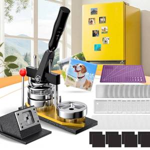 lot 20130 image: 2x2 Inch Square Fridge Magnet Maker Machine Kit - 200Pcs Consumables  Paper Cutter & Cutting Board  Photo Magnet Making kit, DIY Refrigerator Badge Press Kit