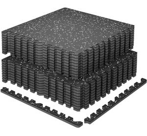 lot 20135 image: SUPERJARE 0.79 Extra-Thick Exercise Equipment Mats, 18 Pcs 72 Sq Ft Rubber Top Floor Tiles with High Density EVA Foam, Interlocking Gym Flooring for Home Gym, Workout Mat, BlackGrey